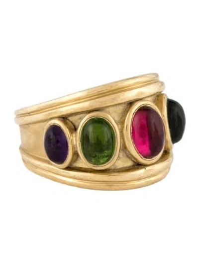 Pre-owned Seidengang 18k Tourmaline, Diopside & Amethyst Cocktail In Multicolor