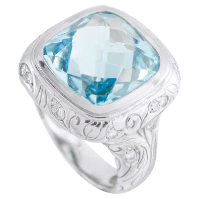 Pre-owned Seidengang 18k White Gold Diamond And Topaz Ring Sg09-051926