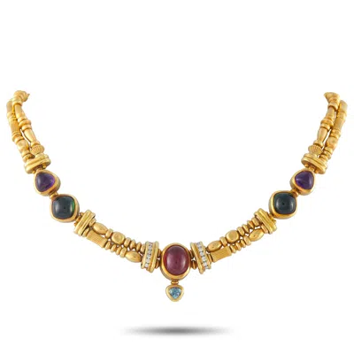 Seidengang 18k Yellow Gold 0.30ct Diamond, Amethyst, And Tourmaline Necklace Sg04-062226