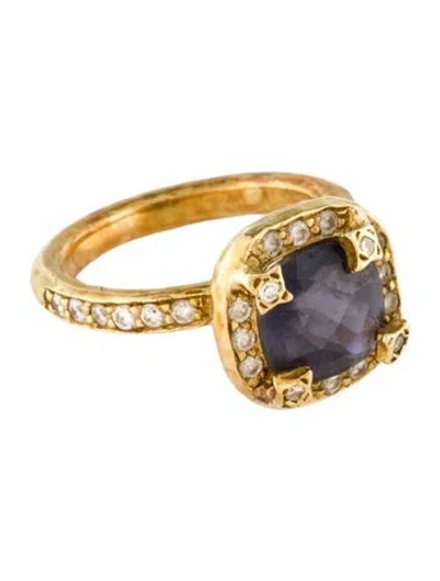 Pre-owned Seidengang 18k Yellow Gold Iolite & Diamond Cocktail Ring In Multi