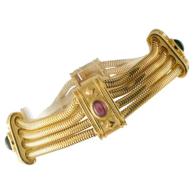 Pre-owned Seidengang 18k Yellow Gold Multi-gemstone Bracelet Sg01-062226