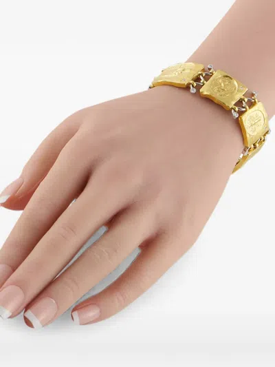 Pre-owned Seidengang Diamond And Relief-panel Bracelet In Gold