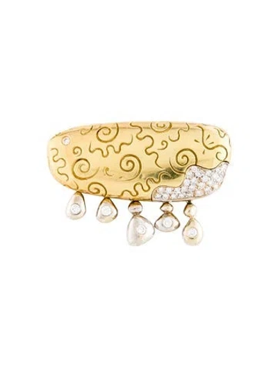Pre-owned Seidengang Diamond Brooch Pin In Multicolor