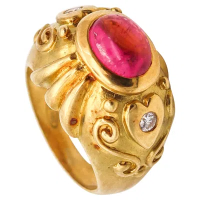 Pre-owned Seidengang Etruscan Ring 18kt Yellow Gold With 2.18 Ctw Diamonds & Tourmaline