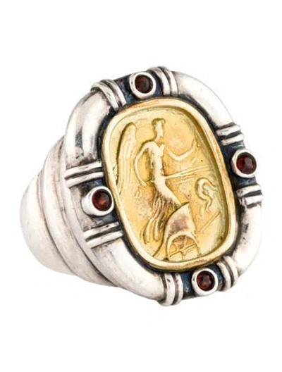 Pre-owned Seidengang Garnet Signet Ring In Multi