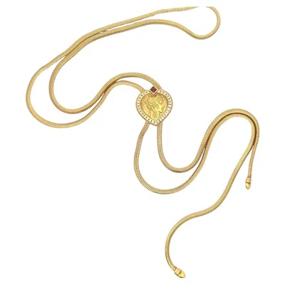 Pre-owned Seidengang Greek Diamond Heart Long Lariat 18 Karat Yellow Gold 56.4 Grams 38"