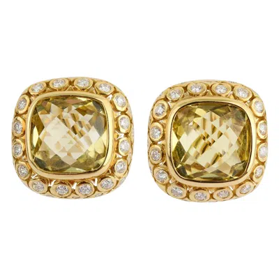 Pre-owned Seidengang Green Quartz And Diamond Earrings
