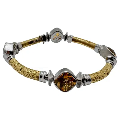 Pre-owned Seidengang Laurel Collection Two-tone Citrine In 18k Gold In Multi