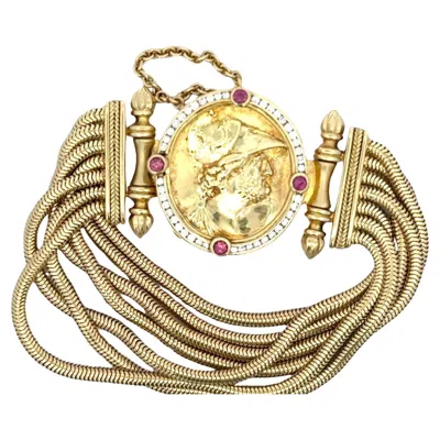 Pre-owned Seidengang Multi-row Snake Diamond Coin Bracelet 18 Karat Yellow Gold 87.4 Grams