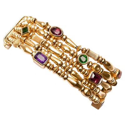 Pre-owned Seidengang Multistrand Gold And Gemstone Bracelet