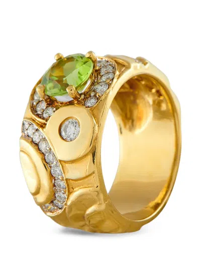 Pre-owned Seidengang Peridot And Diamond Ring In Gold