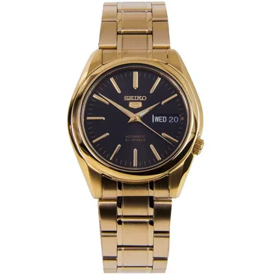 Seiko 5 Automatic Black Dial Men's Watch Snkl50k1 In Gold