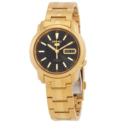 Seiko 5 Automatic Black Dial Men's Watch Snkl88k1 In Gold