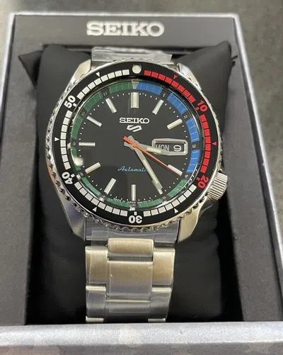 Pre-owned Seiko 5 Automatic Black Dial Steel Bracelet Men's Limited Watch Srpk13 Japan