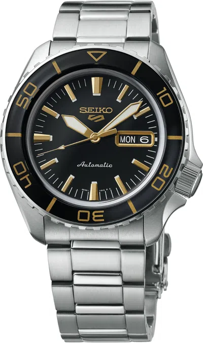 Pre-owned Seiko 5 Automatic Black Dial Steel Bracelet Men's Watch Srpk99 Made In Japan