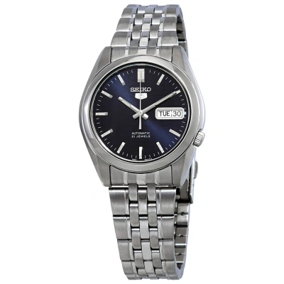 Seiko 5 Automatic Blue Dial Men's Watch Snk357 In Black / Silver