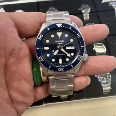 Pre-owned Seiko 5 Automatic Blue Dial Steel Bracelet Men's Watch Srpd51 ?new With Tag?