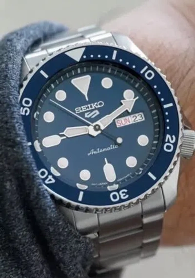 Pre-owned Seiko 5 Automatic Blue Dial Steel Bracelet Men's Watch Srpd51 ?new With Tag?