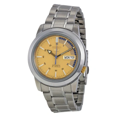 Seiko 5 Automatic Gold Dial Stainless Steel Men's Watch Snkk29 In Metallic