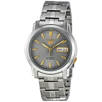 Seiko 5 Automatic Grey Dial Stainless Steel Men's Watch Snkk67 In Neutral