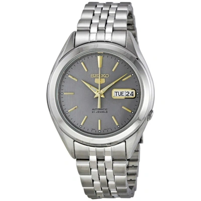 Seiko 5 Automatic Grey Dial Stainless Steel Men's Watch Snkl19 In Metallic
