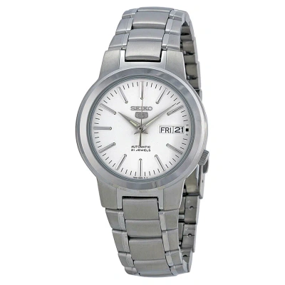 Seiko 5 Automatic Off White Dial Men's Watch Snka01k1 In Metallic