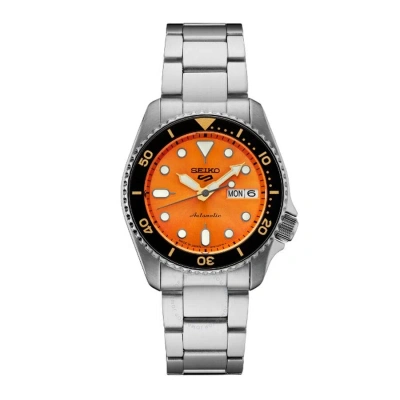Seiko 5 Automatic Orange Dial Men's Watch Srpk35k1 In Black / Gold Tone / Orange