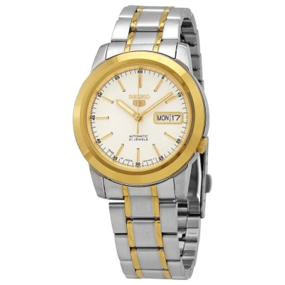 Seiko 5 Automatic Silver Dial Men's Watch Snke54j1 In Yellow