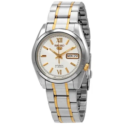 Seiko 5 Automatic Silver Dial Men's Watch Snkl57 In Gold