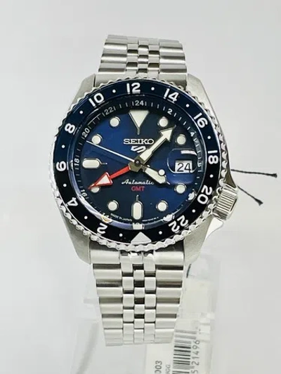 Pre-owned Seiko 5 Automatic Sports Ssk003 Blue Sports Style Gmt Series Watch Japan