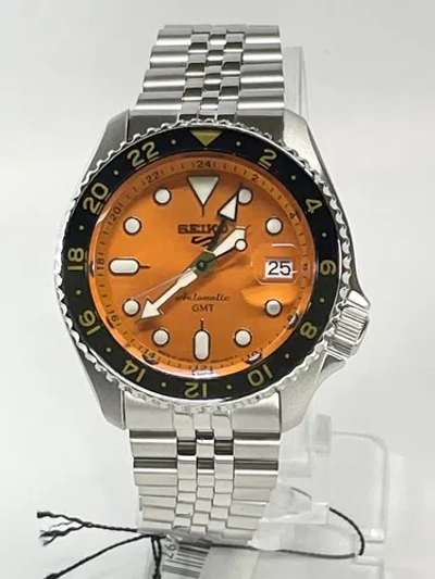 Pre-owned Seiko 5 Automatic Sports Ssk005 Orange Sports Style Gmt Series Watch Japan