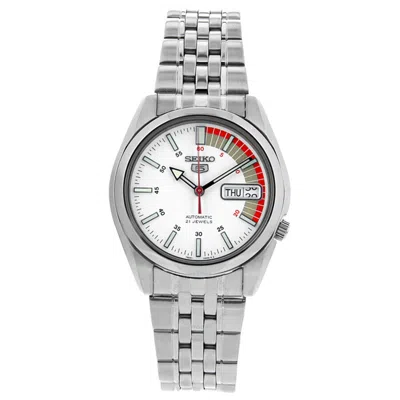 Seiko 5 Automatic White Dial Men's Watch Snk369 In Metallic