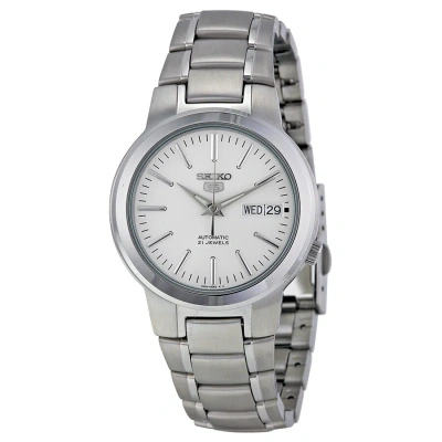 Seiko 5 Automatic White Dial Men's Watch Snka01 In Metallic