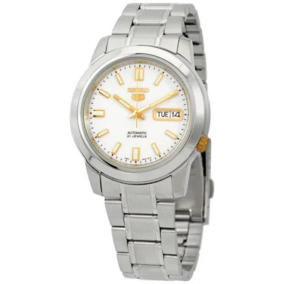 Seiko 5 Automatic White Dial Men's Watch Snkk07k1 In Gold Tone / White