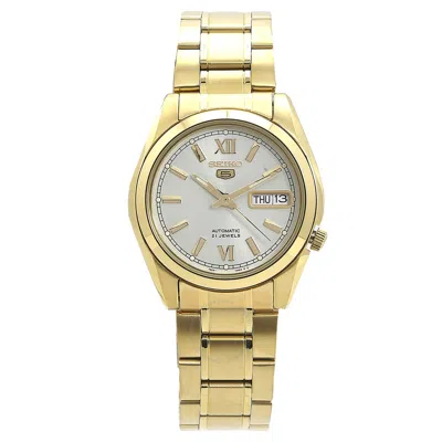 Seiko 5 Automatic White Dial Men's Watch Snkl58k1 In Gold