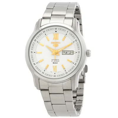 Seiko 5 Automatic White Dial Men's Watch Snkp15k1 In Metallic