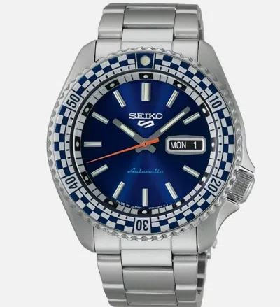 Pre-owned Seiko 5 Five Sports Srpk65 Automatic Watch Sunburst Blue Dial Made In Japan