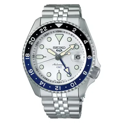 Pre-owned Seiko 5 Five Sports Ssk033 Gmt Automatic Watch 100 Meter White Dial Made Japan