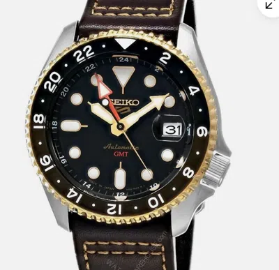 Pre-owned Seiko 5 Five Sports Ssk036 Gmt Automatic Watch Brown Band Made In Japan