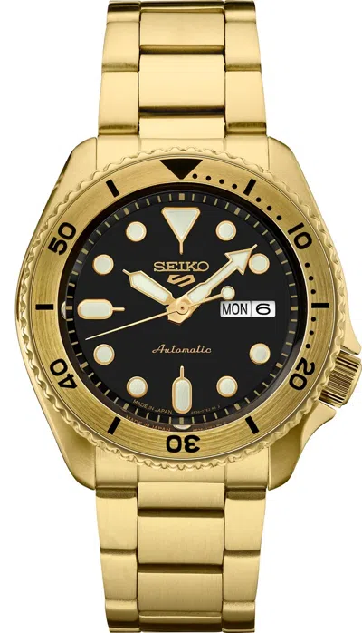 Pre-owned Seiko 5 Five Srpk18 Manuel Automatic Watch Gold Tone "made Japan" (fedex 2 Day)