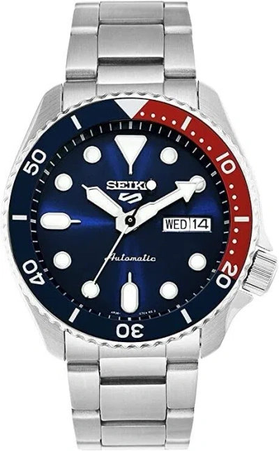 Pre-owned Seiko 5 Gents Automatic Divers Style Sports Watch Srpd53k1 Blue Pepsi Dial