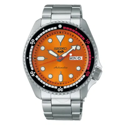 Seiko 5 Gmt Automatic Orange Dial Men's Watch Srpk07 In Black / Orange