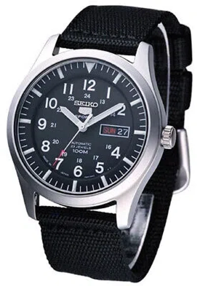 Pre-owned Seiko 5 Military Style Nylon Strap Automatic Men's Watch Snzg15j1