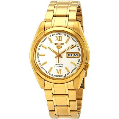 Seiko 5 Silver Dial Watch In Gold