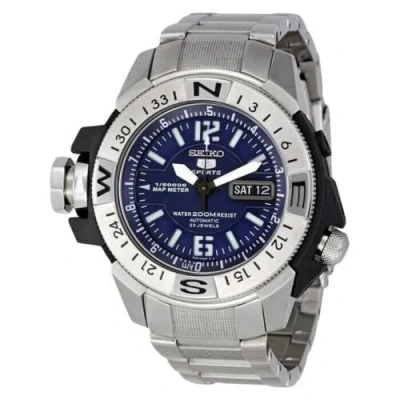 Pre-owned Seiko 5 Skz223k1 Sports Atlas Blue Automatic Watch Map Meter Divers 200m