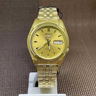 Pre-owned Seiko 5 Snk366k1 Automatic Gold Stainless Steel Analog Men's Casual Dress Watch