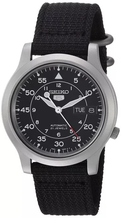 Pre-owned Seiko 5 Snk809k2 Automatic Day-date Black Dial Mens Watch