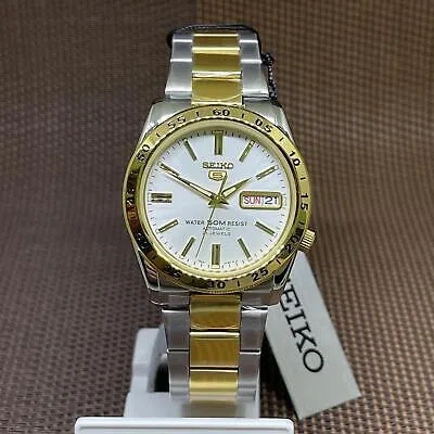Pre-owned Seiko 5 Snke04k1 Automatic Two Tone Gold Stainless Steel Analog Men's Watch