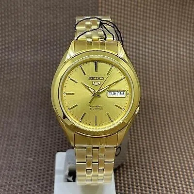 Pre-owned Seiko 5 Snkl28k1 Automatic Gold Tone Stainless Steel Analog Men's Casual Watch