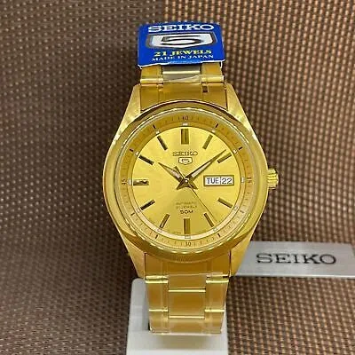 Pre-owned Seiko 5 Snkn96j1 Automatic Gold Tone Made In Japan Analog Men's Casual Watch